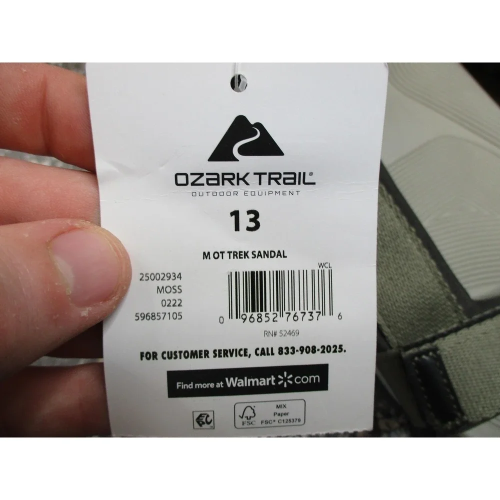 Ozark Trail Shoes Mens Size 13 Moss Green Trek Sandals Outdoor Comfort Hiking